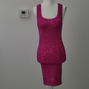 bebe Fuchsia Pink Animal-Print Bodycon Dress EUC Size M/L